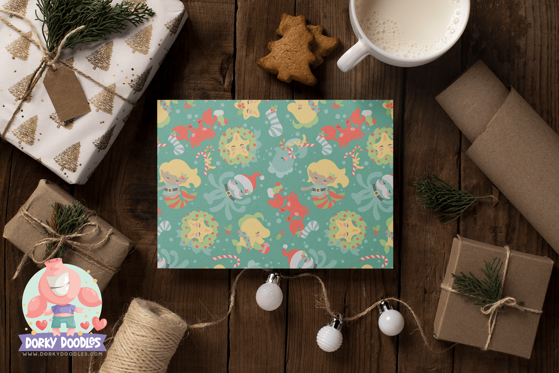 Mermaid Christmas Wrapping Paper