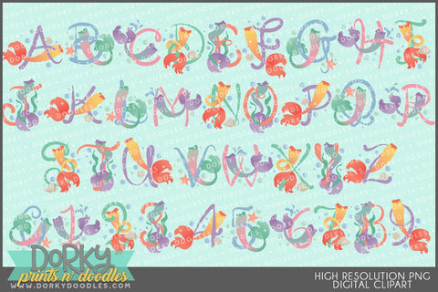 Mermaid Tails Alphabet Clipart