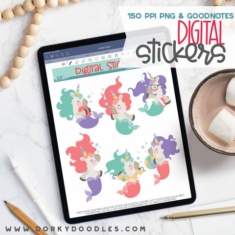 Mermaid Unicorn Digital Planner Stickers