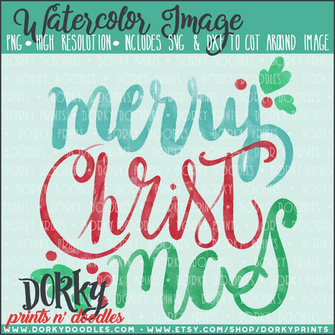 Merry CHRISTmas Watercolor PNG