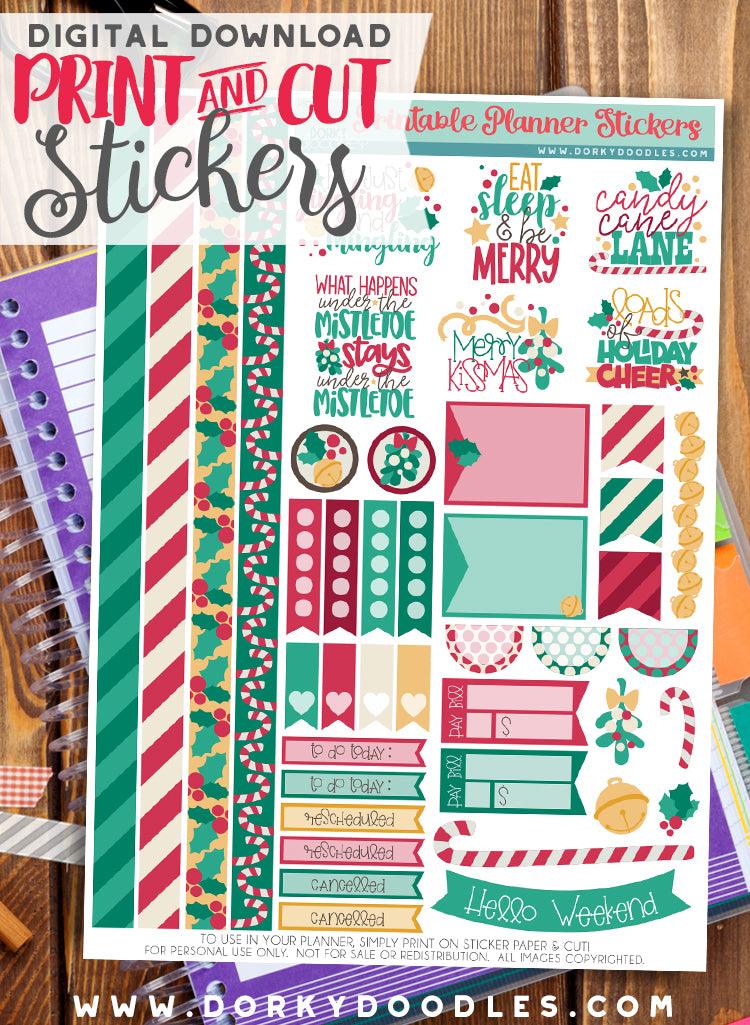 Merry Kissmas Print and Cut Planner Stickers