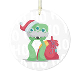 Monster Santa Glass Christmas Ornament