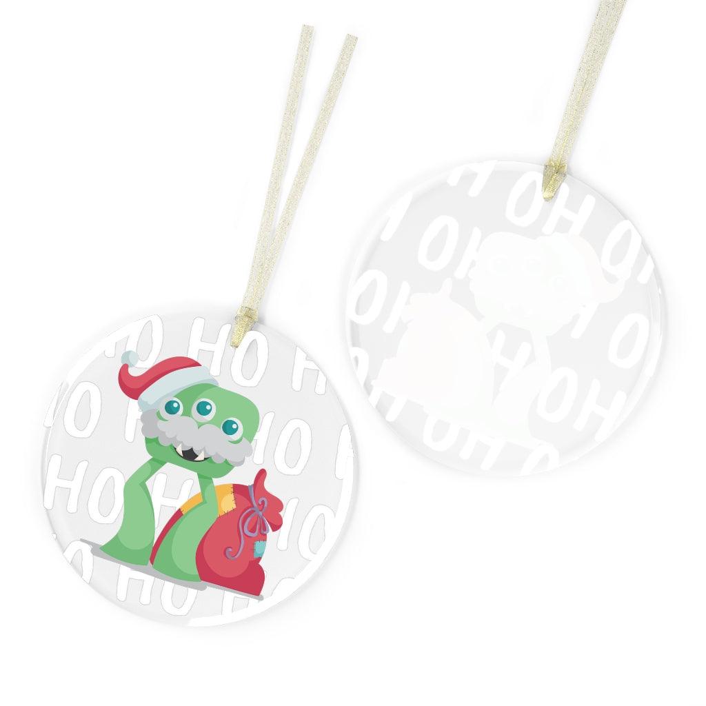 Monster Santa Glass Christmas Ornament