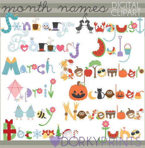 Month Names Clipart