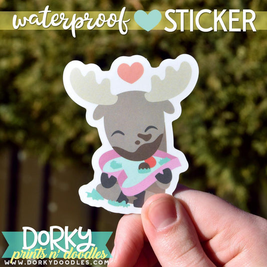 Moose Love Large Waterproof Sticker