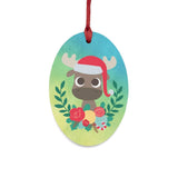 Moose Santa Wooden Christmas Ornament