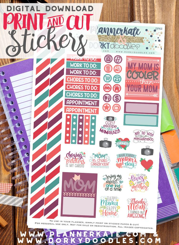 Mother's Day Print and Cut Planner Stickers