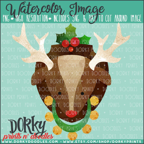 Mounted Rudolph Watercolor PNG