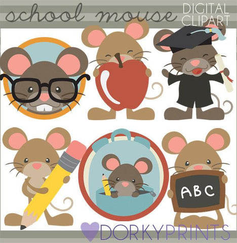 Mouse Back to School Clipart
