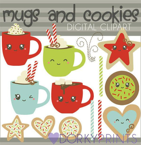 Mugs and Cookies Christmas Clipart