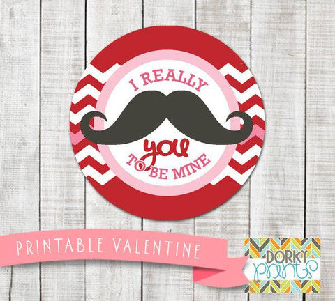 Mustache Valentine Circle Tags Holiday Printables