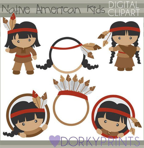 Native American Kids Thanksgiving Clipart