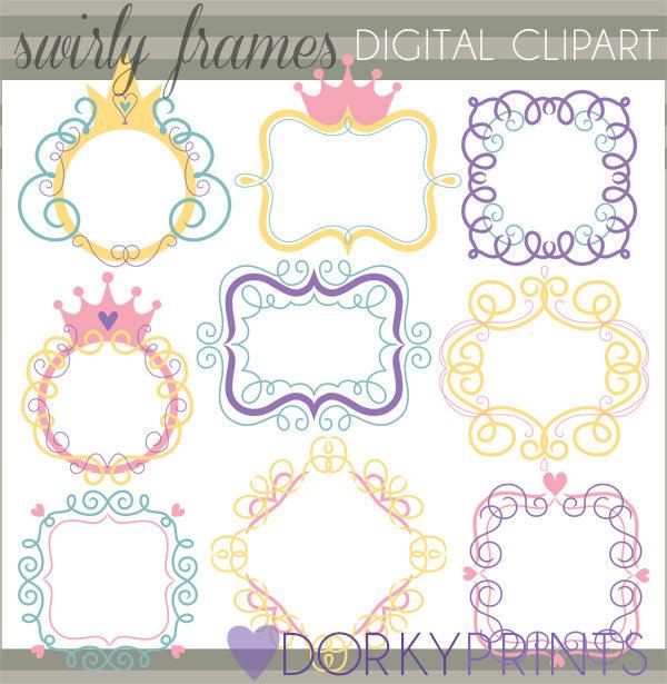 Nine Swirly Clipart Frames