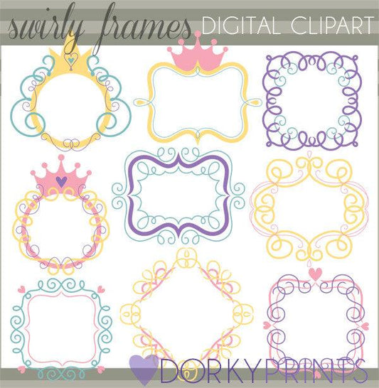 Nine Swirly Clipart Frames