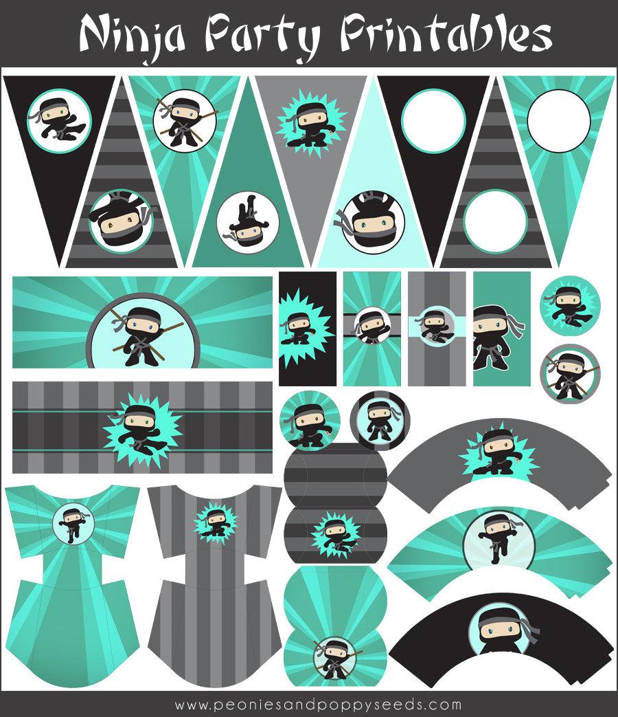 Ninja Birthday Party Printables Pack for Boys