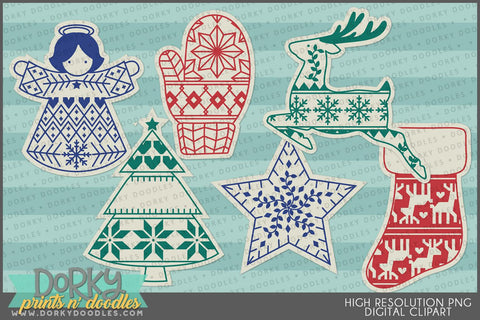 Nordic Sweater Shapes Christmas Clipart - Dorky Doodles