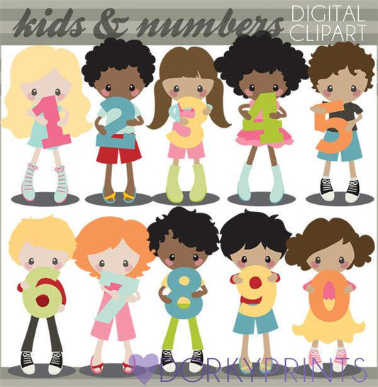 Number Kids School Clipart