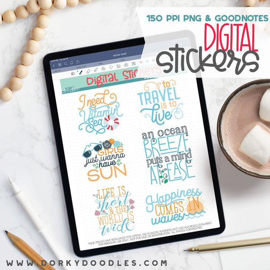 Ocean Breeze Digital Planner Stickers - Dorky Doodles