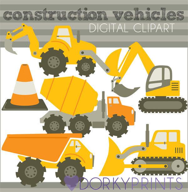 Orange Construction Vehicles Clipart