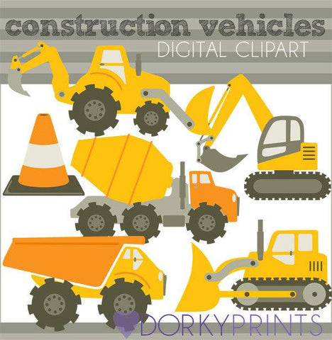 Orange Construction Vehicles Clipart