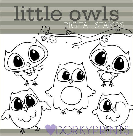 Owls Blackline Bird Clipart