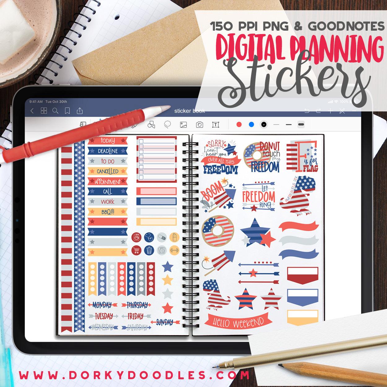 Patriotic Digital Planner Stickers