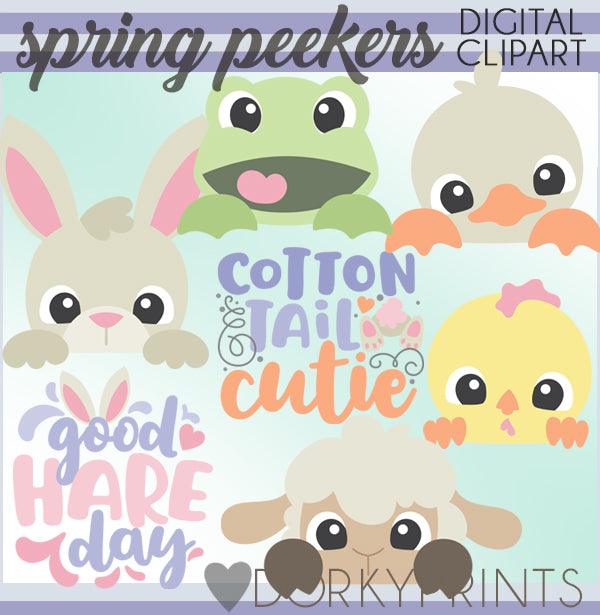 Peeking Animals Spring Clipart