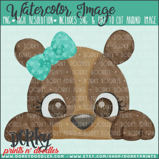 Peeking Bear Watercolor PNG