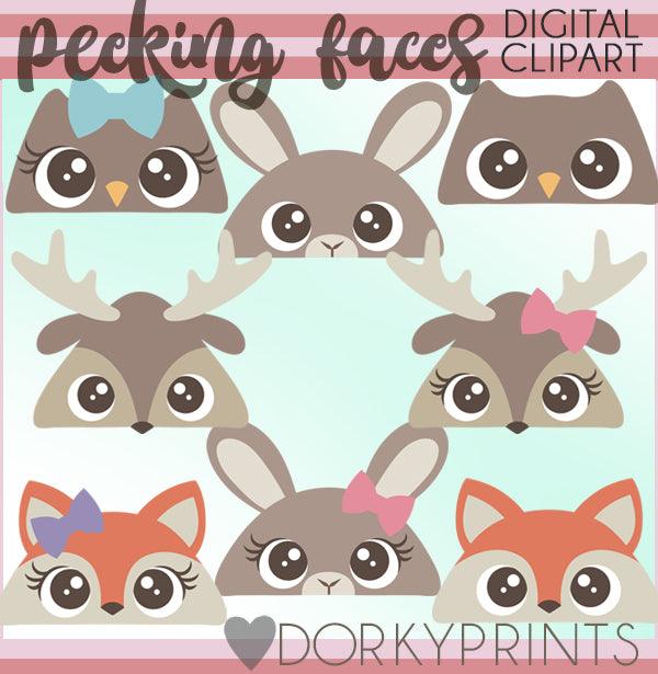 Peeking Faces Forest Animals Clipart