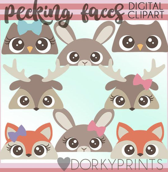 Peeking Faces Forest Animals Clipart – Dorky Doodles