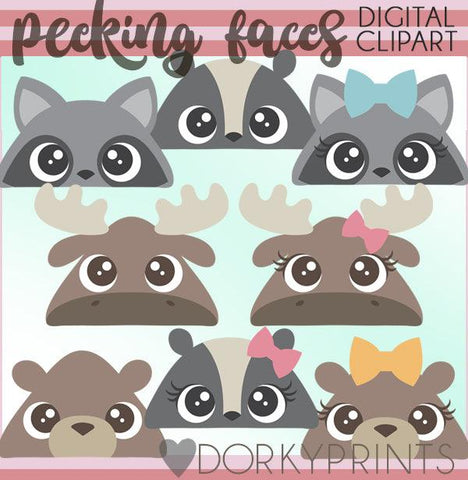 Peeking Faces Forest Animals Clipart
