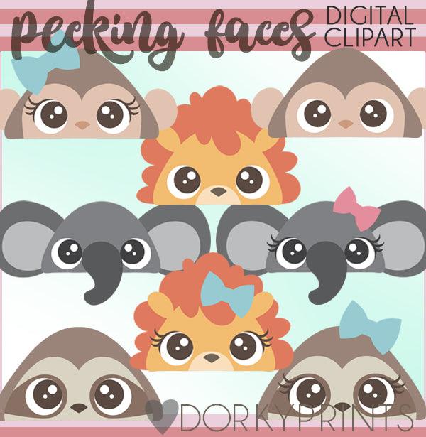 Peeking Faces Jungle Animals Clipart