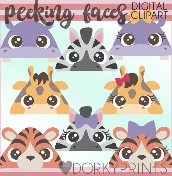 Peeking Faces Jungle Animals Clipart