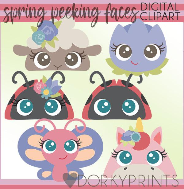 Peeking Faces Spring Clipart