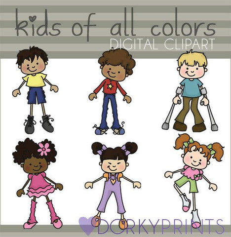 People of all Colors Kid Clipart