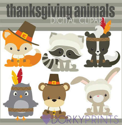 Pilgrim Animals Thanksgiving Clipart