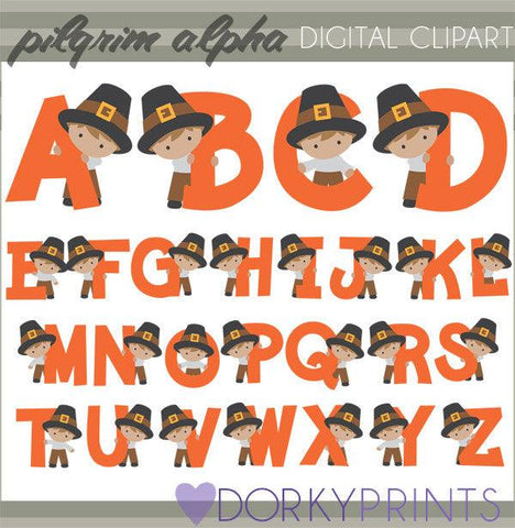 Pilgrim Boy Alphabet Clipart