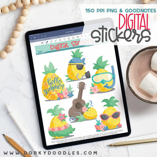 Pineapple Luau Digital Planner Stickers