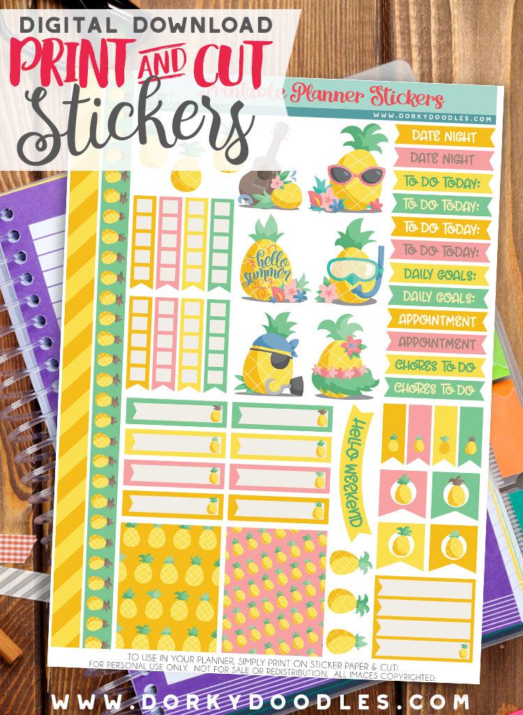 Pineapple Print and Cut Planner Stickers – Dorky Doodles