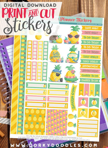 Pineapple Print and Cut Planner Stickers