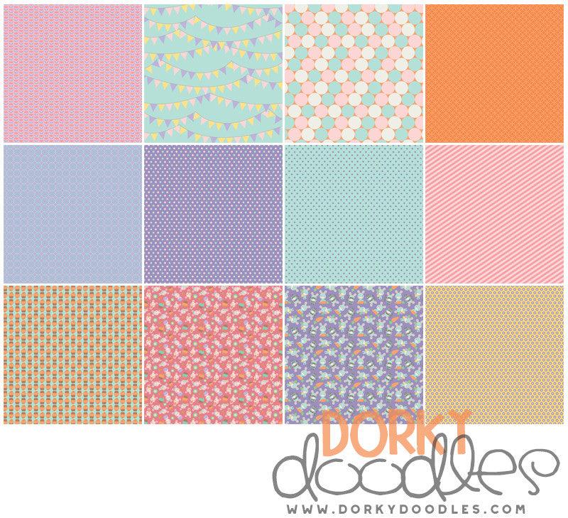 Pink and Blue Easter Bunnies Digital Paper Pack