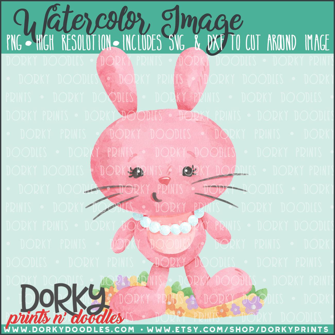 Pink Easter Bunny Watercolor PNG