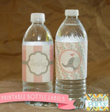 Pink Elephant Water Bottle Labels Baby Shower Printables
