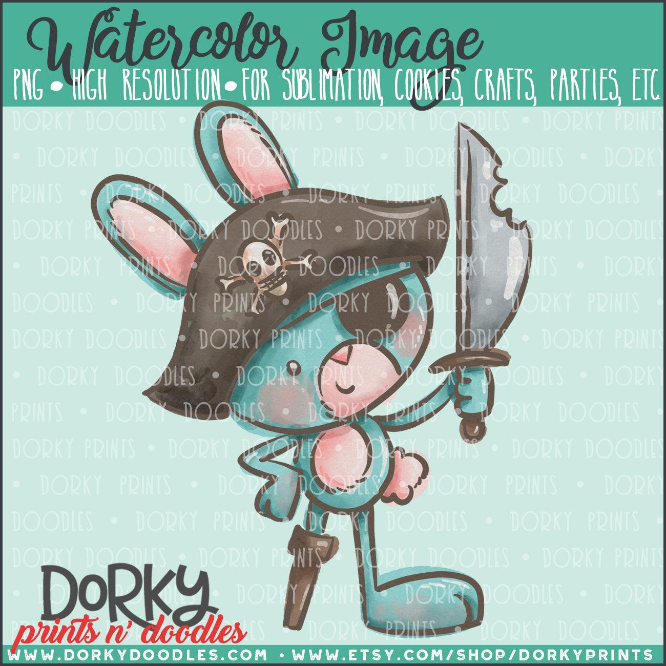 Pirate Bunny Watercolor PNG