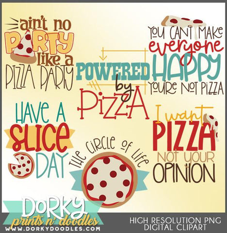 Pizza Party Words and Titles Clipart