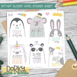 Positive Vibe Animals Stickers Sheet