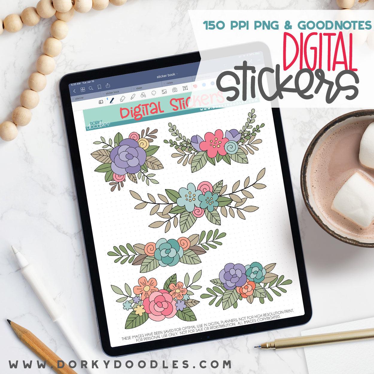 Pretty Flowers Digital Planner Stickers