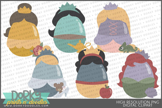 Princess Easter Eggs Spring Clipart - Dorky Doodles