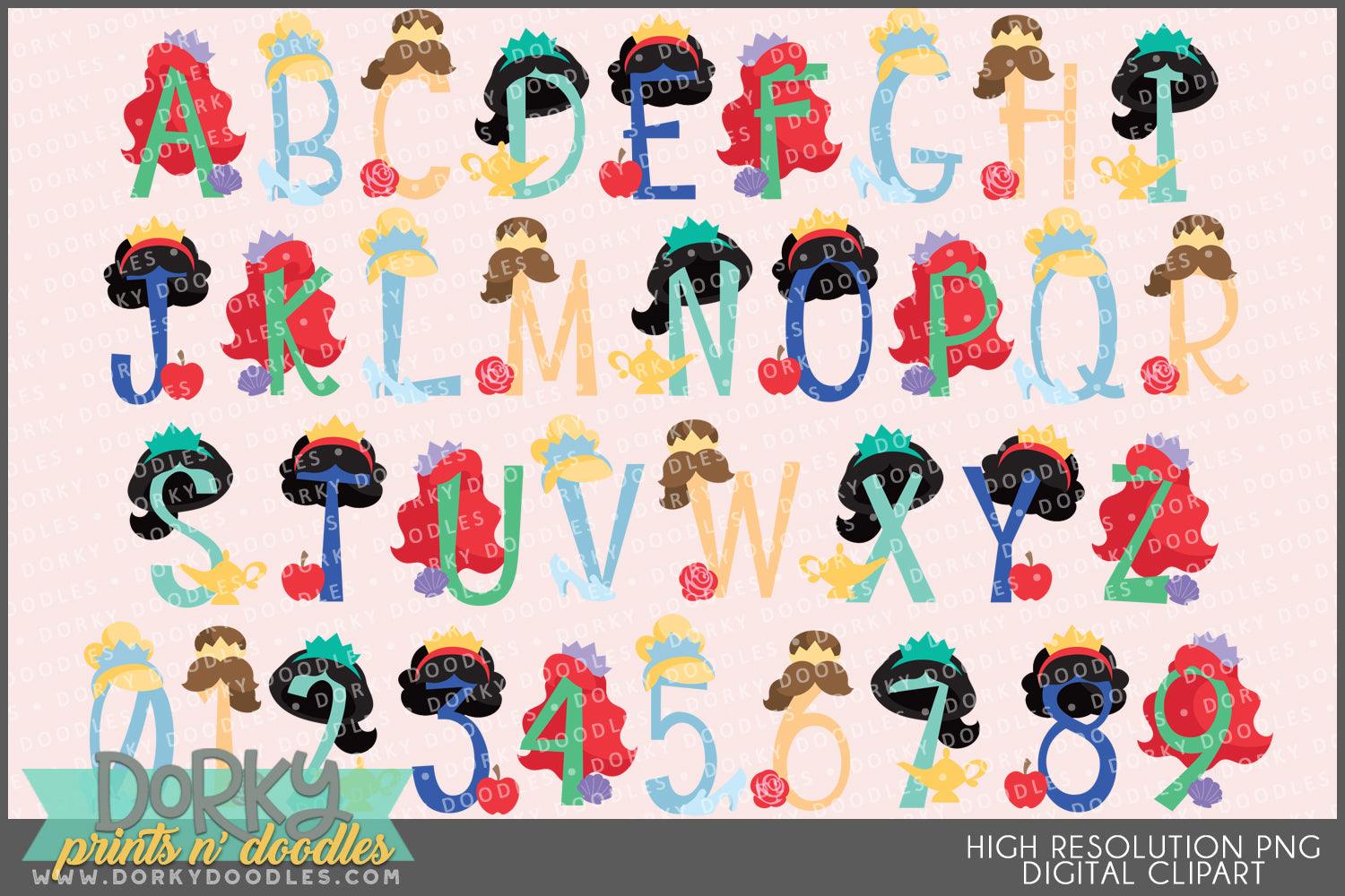 Princess Hair Alphabet Clipart