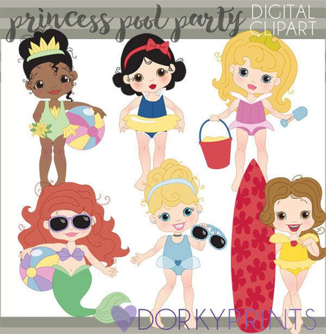 Princess Pool Party Character Clipart